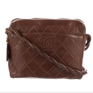 Vintage Chanel Camera Bag with Twisted Strap Brown Leather